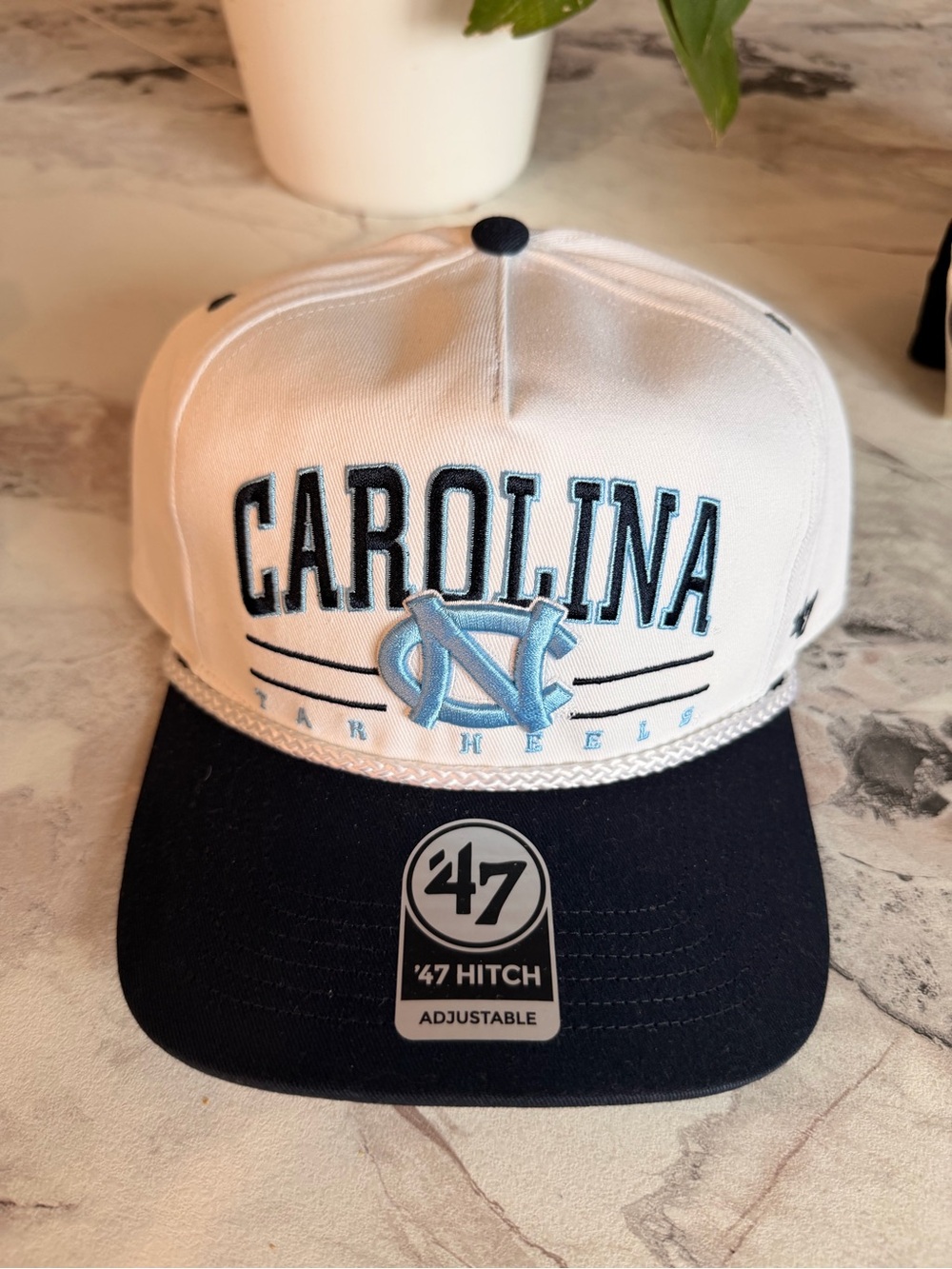47 North Carolina Tar Heels White & Carolina Blue Snapback Hat